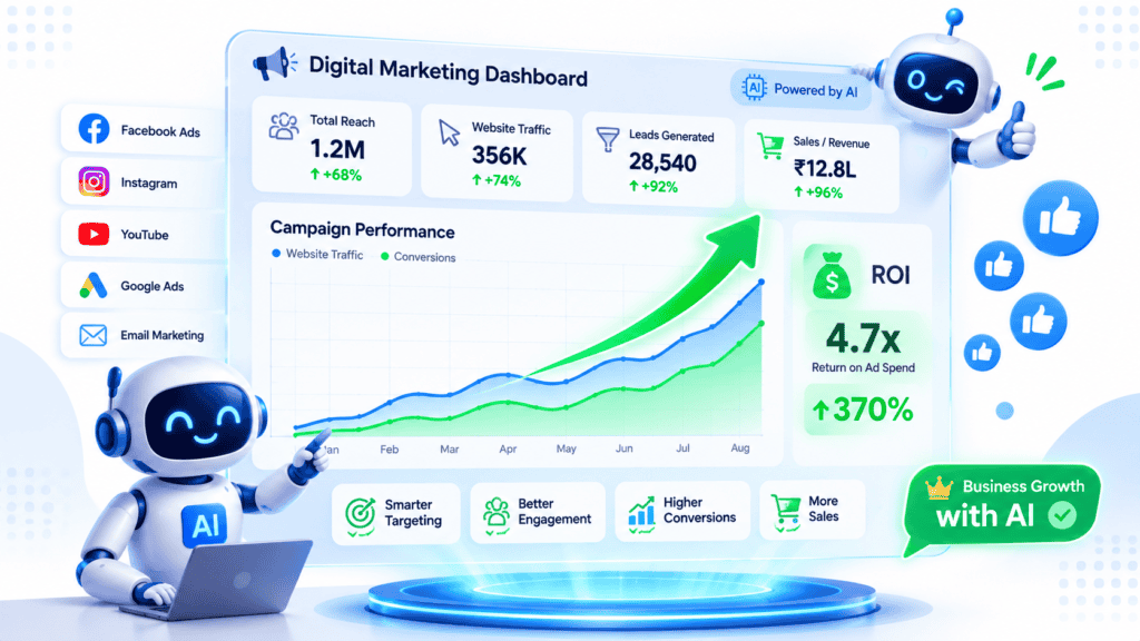 AI tools for Facebook ads in Hindi guide banner showing ad creation dashboard