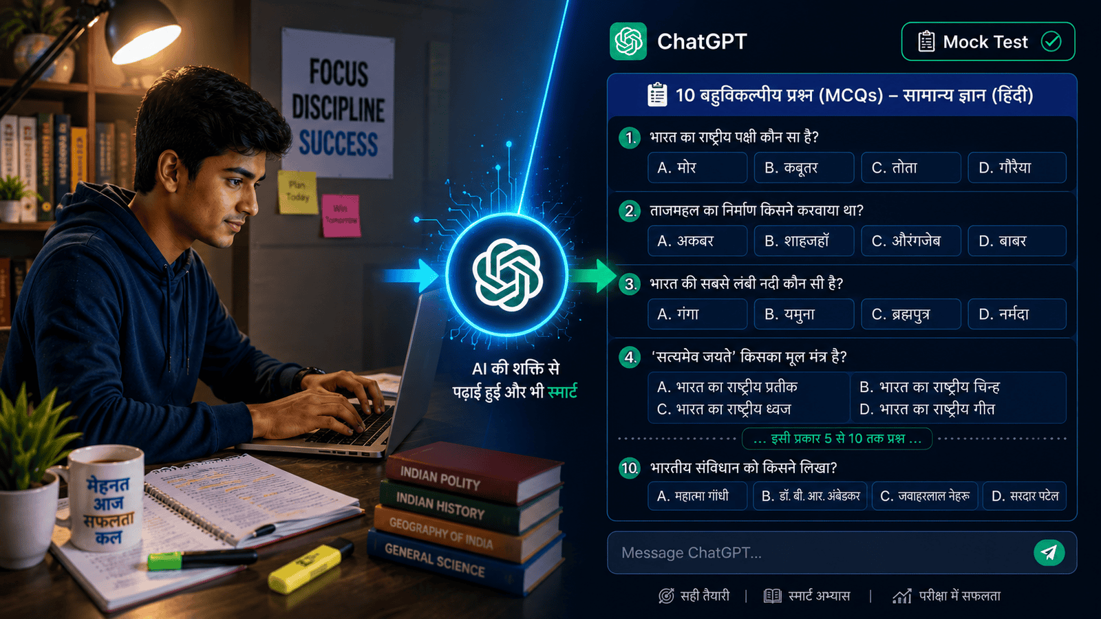 AI Tools for Exam Preparation Hindi - Study Workflow Diagram
