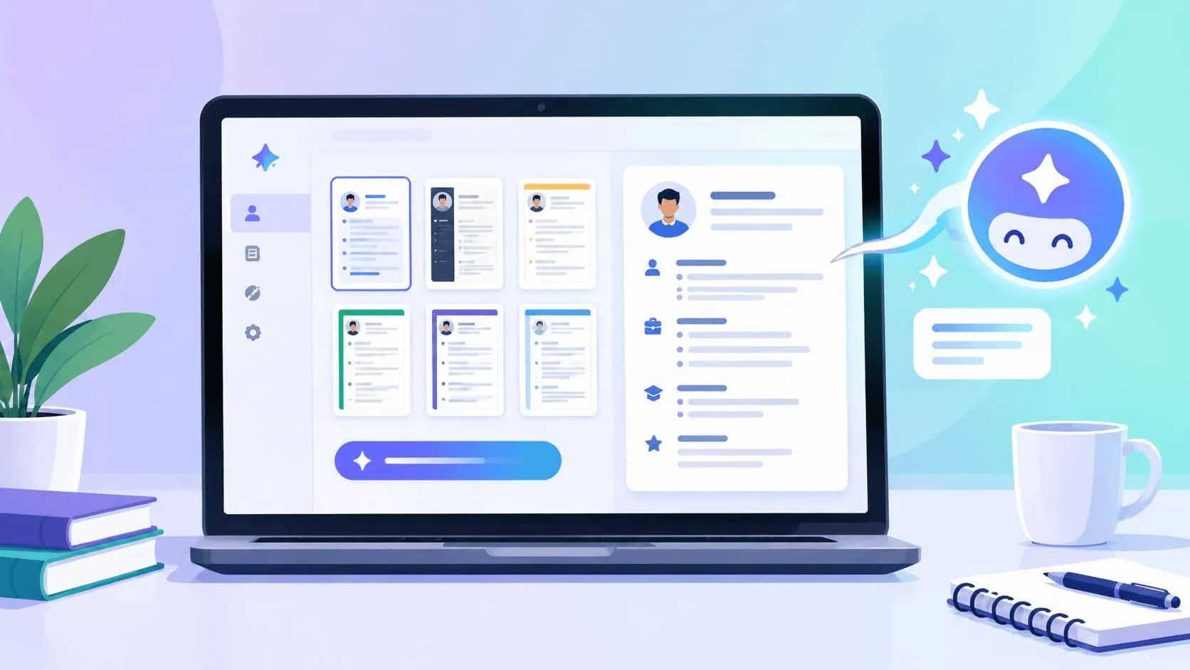AI resume builder tools comparison — laptop desk setup workspace