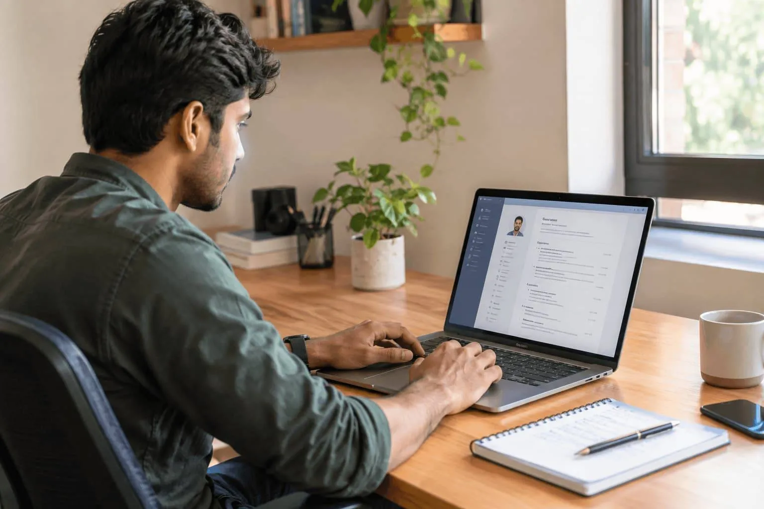 AI se resume kaise banaye — laptop par resume banate hue professional