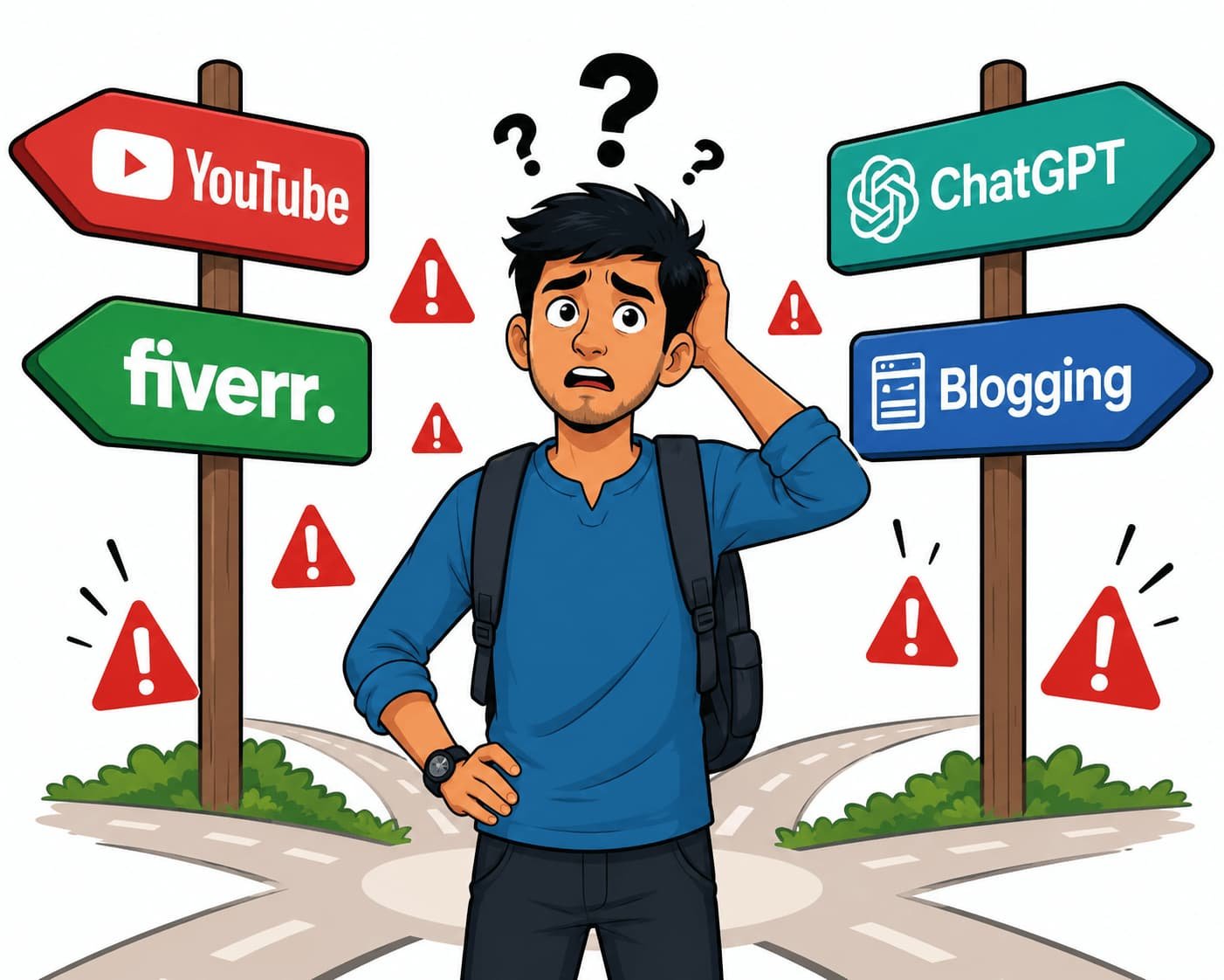 AI income mein beginners ki 5 common galtiyan — sab ek saath try karna, fast results ki umeed, portfolio na banana