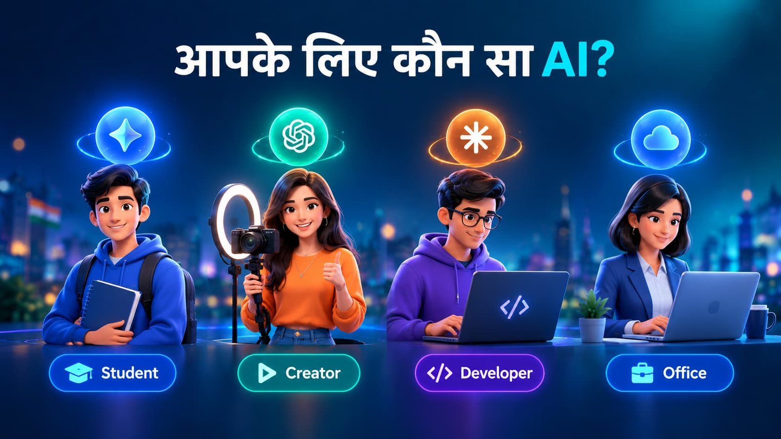 ChatGPT, Gemini aur Claude ke India plans aur pricing ka comparison visual